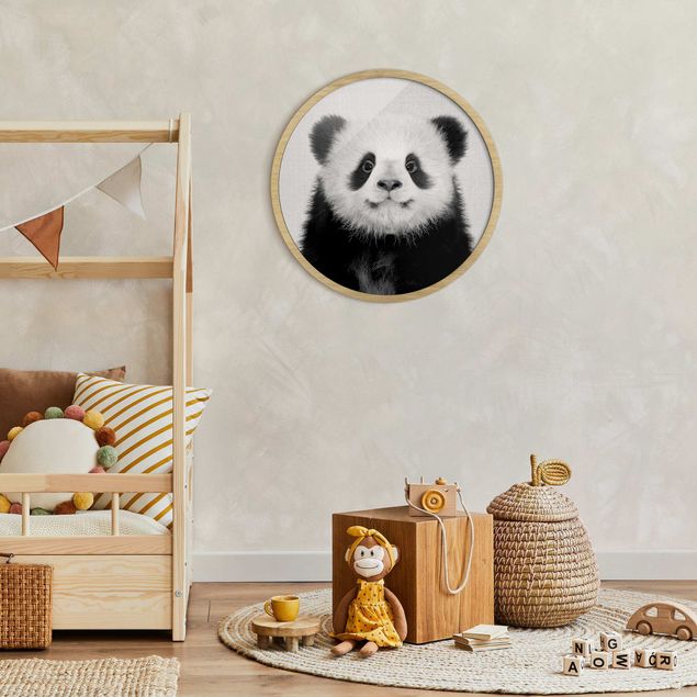 gerahmte Bilder schwarz-weiß Baby Panda Prian Schwarz Weiß