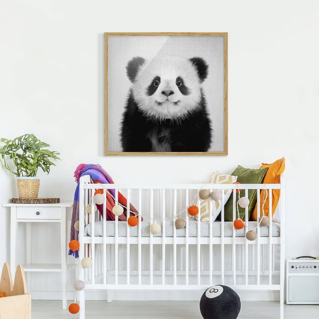 schwarz-weiß Bilder gerahmt Baby Panda Prian Schwarz Weiß