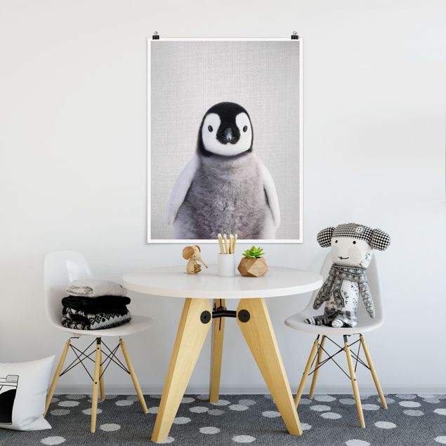 schwarz-weiß Poster Baby Pinguin Pepe