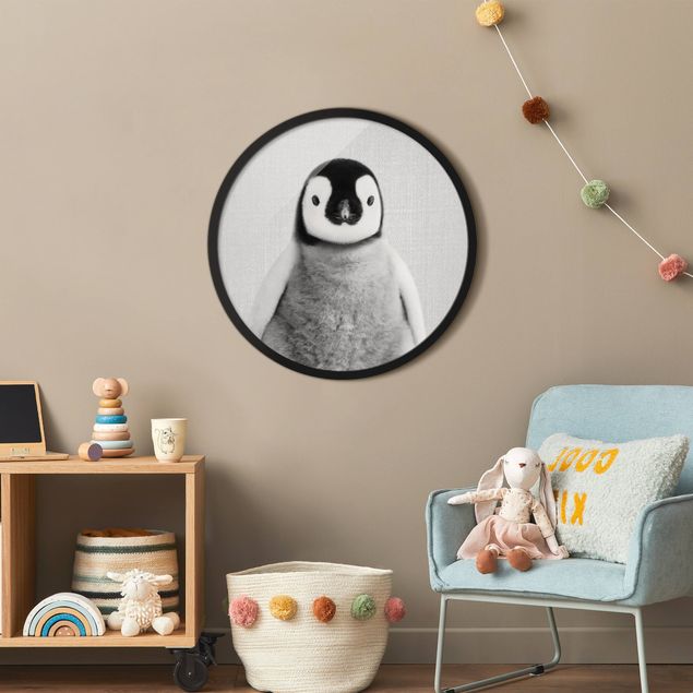 Tierbilder mit Rahmen Baby Pinguin Pepe Schwarz Weiß