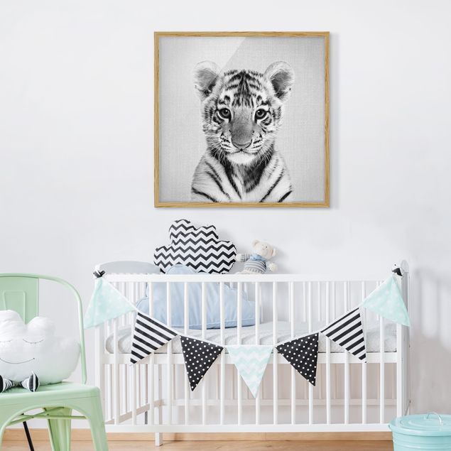 schwarz-weiß Bilder gerahmt Baby Tiger Thor Schwarz Weiß