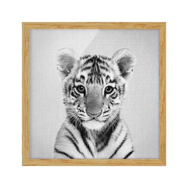 Tierbilder mit Rahmen Baby Tiger Thor Schwarz Weiß