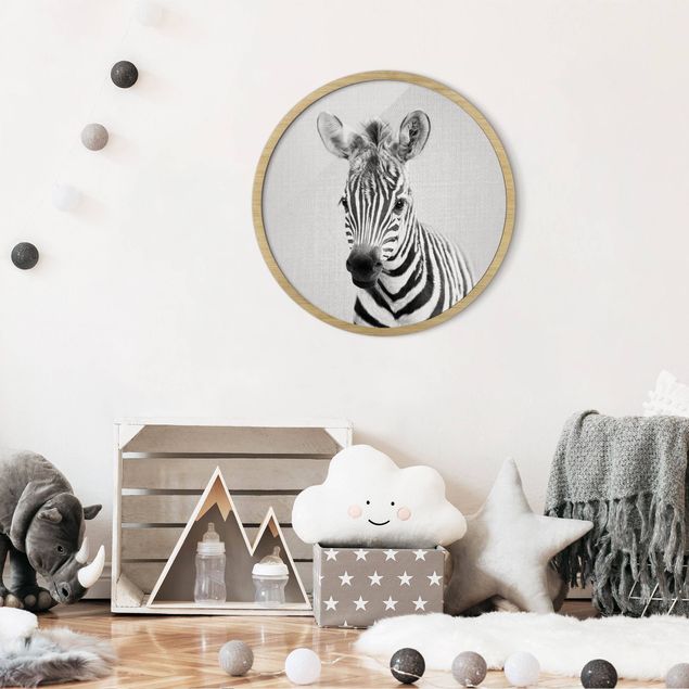 schwarz-weiß Bilder mit Rahmen Baby Zebra Zoey Schwarz Weiß