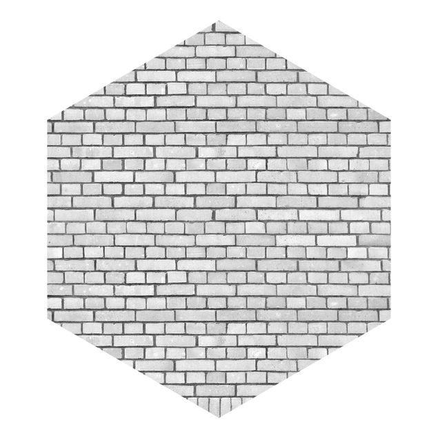 Wandtapete weiss Backstein Mauer Weiß