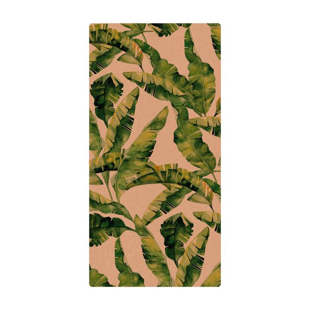 Teppich Esszimmer Bananenblatt Aquarell Muster