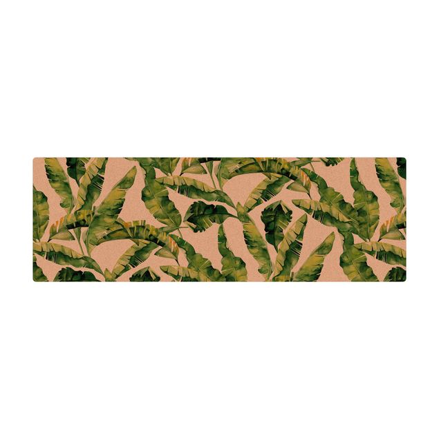 Teppich Esszimmer Bananenblatt Aquarell Muster