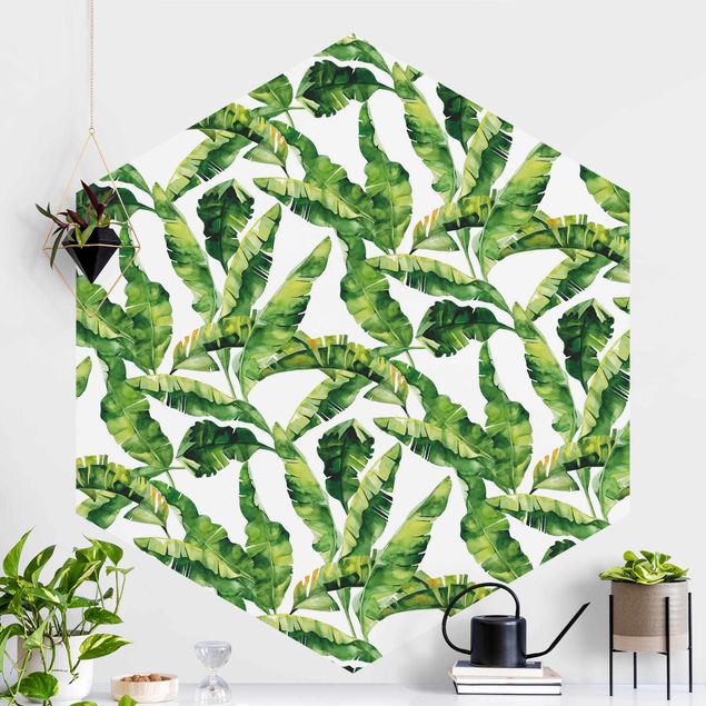 Küche Dekoration Bananenblatt Aquarell Muster