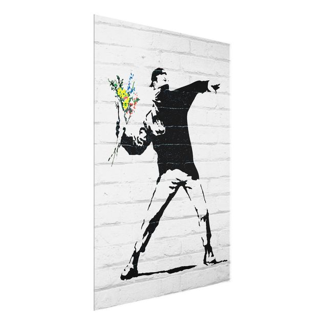 Wandbilder Schwarz-Weiß Blumenwerfer - Brandalised ft. Graffiti by Banksy