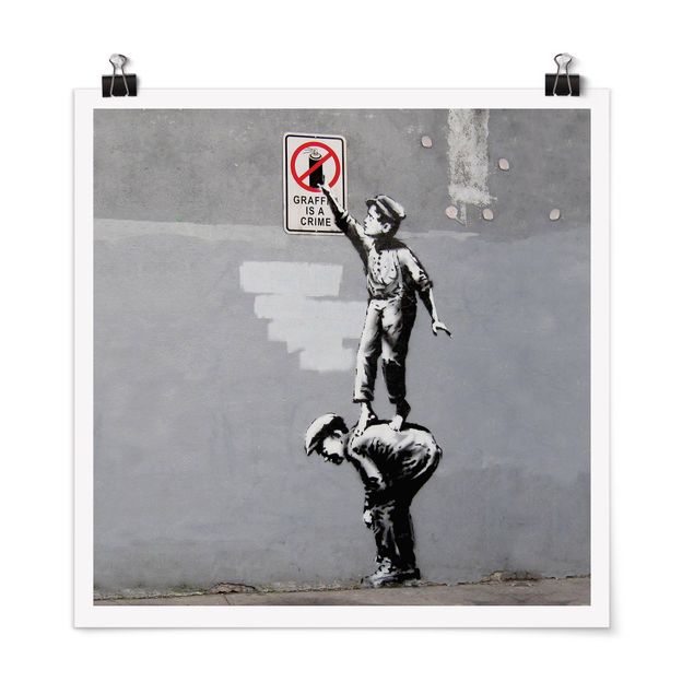 Wandbilder Schwarz-Weiß Graffiti Is A Crime - Brandalised ft. Graffiti by Banksy