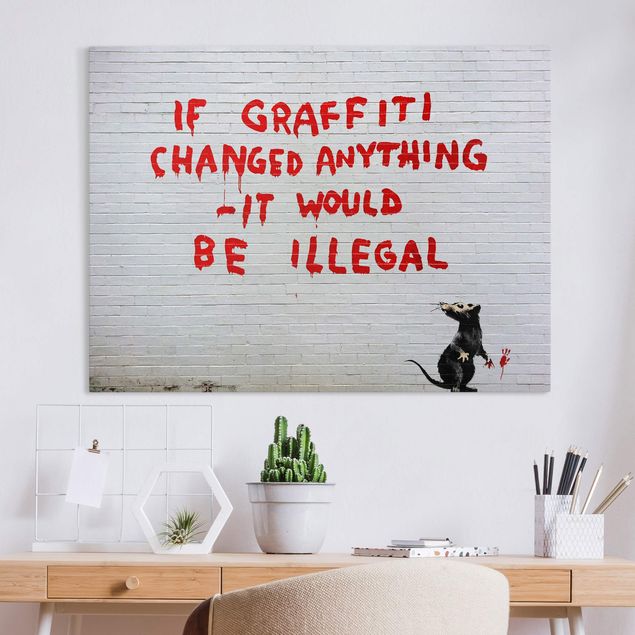 Leinwand schwarz-weiß If Graffiti Changed Anything - Brandalised ft. Graffiti by Banksy