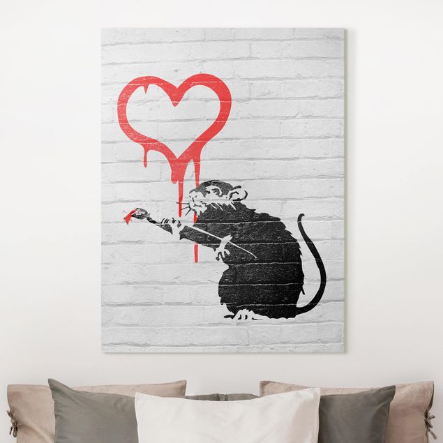 schwarz-weiß Bilder auf Leinwand Love Rat - Brandalised ft. Graffiti by Banksy