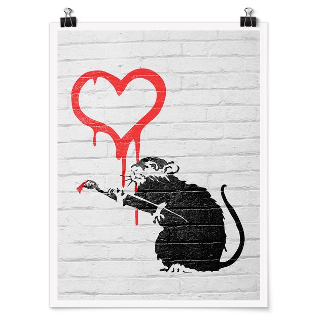 Wandbilder Schwarz-Weiß Love Rat - Brandalised ft. Graffiti by Banksy