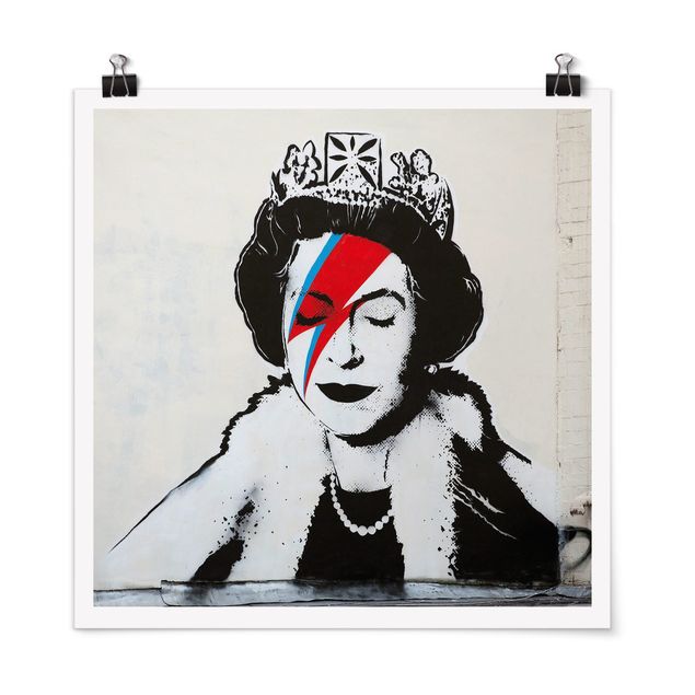 Wandbilder Schwarz-Weiß Queen Lizzie Stardust - Brandalised ft. Graffiti by Banksy