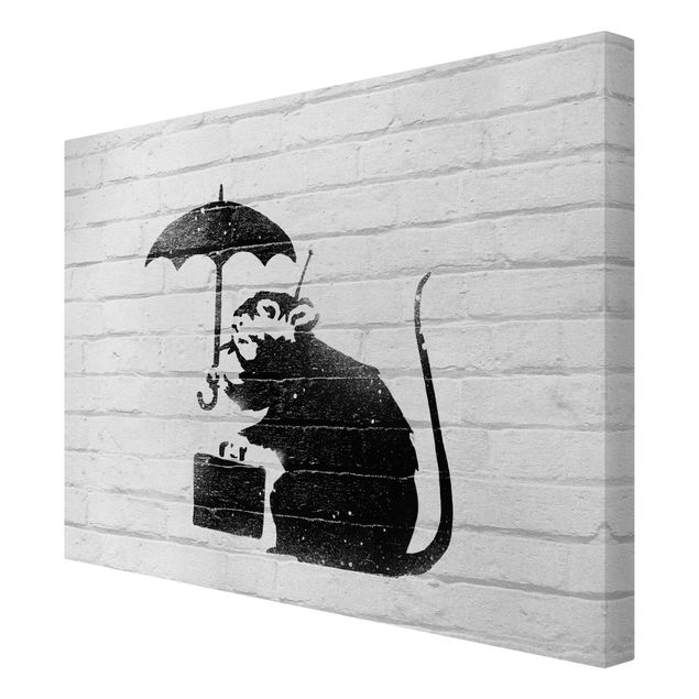 Leinwandbilder kaufen Ratte mit Regenschirm - Brandalised ft. Graffiti by Banksy