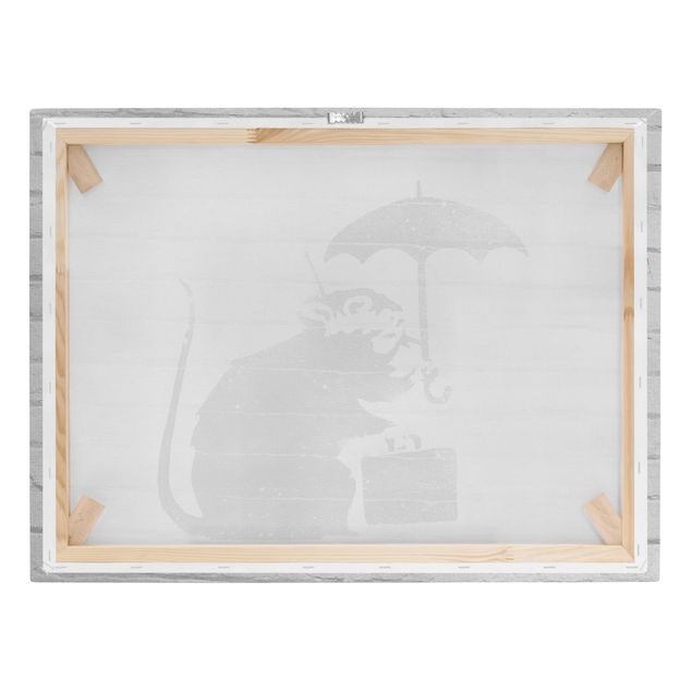 Leinwandbild - Banksy - Ratte mit Regenschirm - Querformat - 4:3