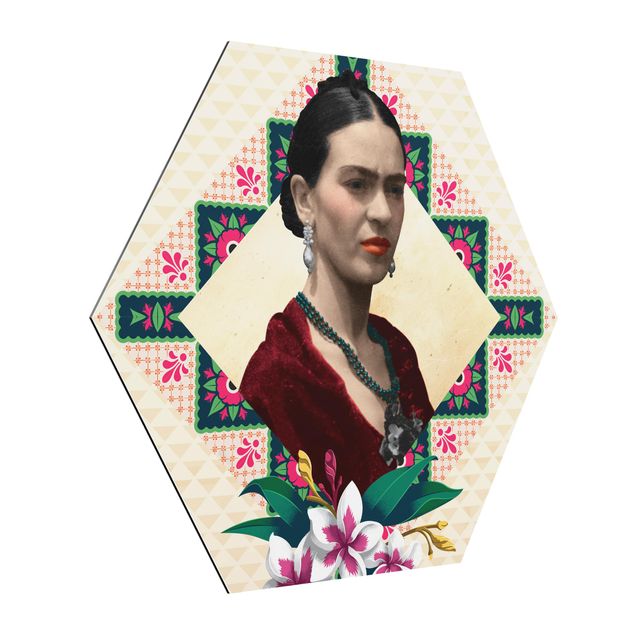 Wandbilder Kunstdrucke Frida Kahlo - Blumen und Geometrie