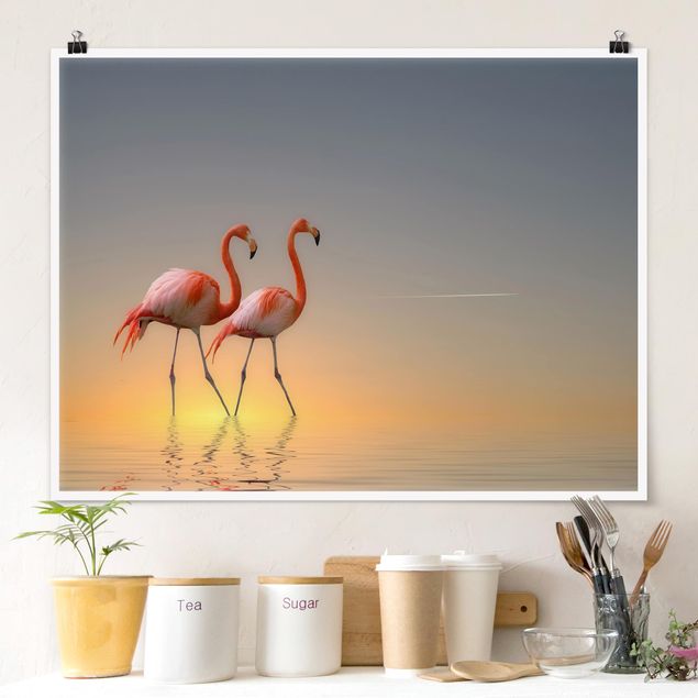 Wanddeko Küche Flamingo Love