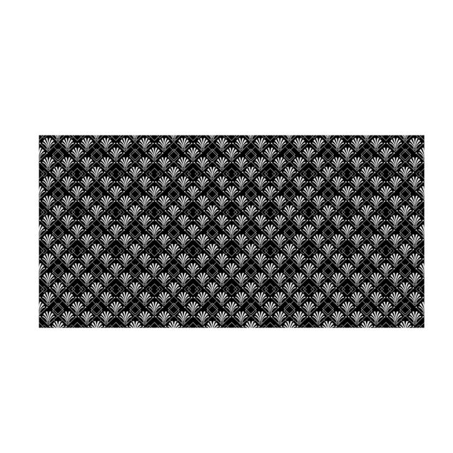 Moderner Teppich Glitzeroptik mit Art Deco Muster auf Schwarz