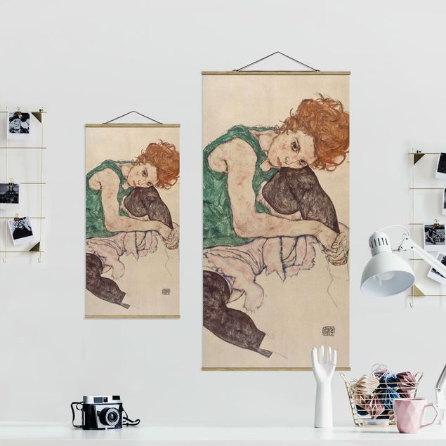 Wandbilder Modern Egon Schiele - Sitzende Frau mit hochgezogenem Knie