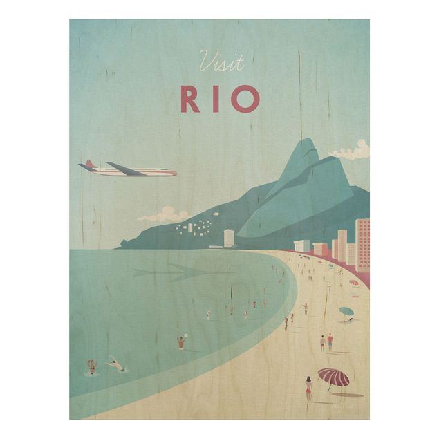Holzbilder Landschaften Reiseposter - Rio de Janeiro