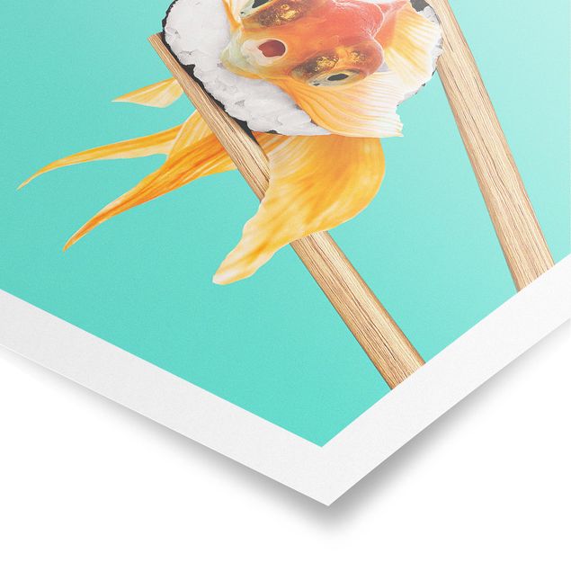 Wandbilder Floral Sushi mit Goldfisch