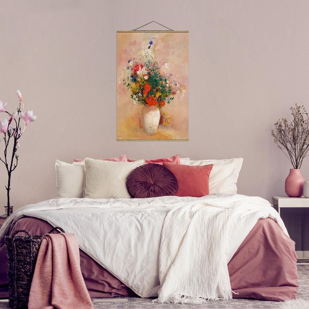 Wanddeko Küche Odilon Redon - Vase mit Blumen (rosenfarbener Hintergrund)