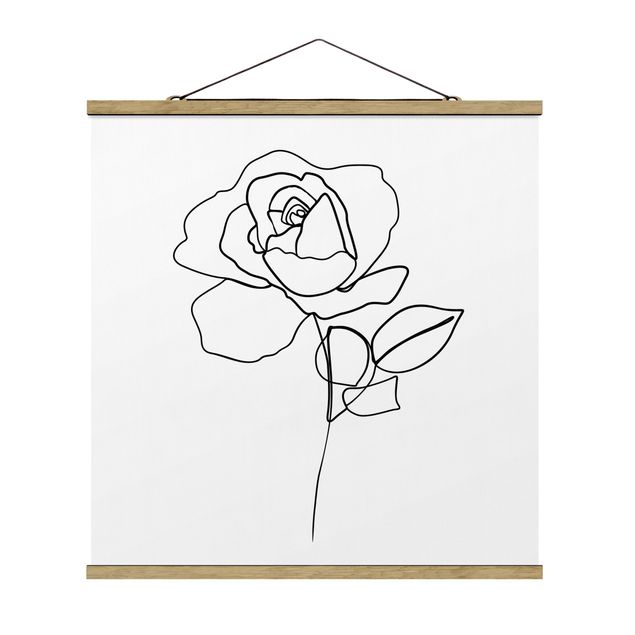 Wandbilder Blumen Line Art Rose Schwarz Weiß