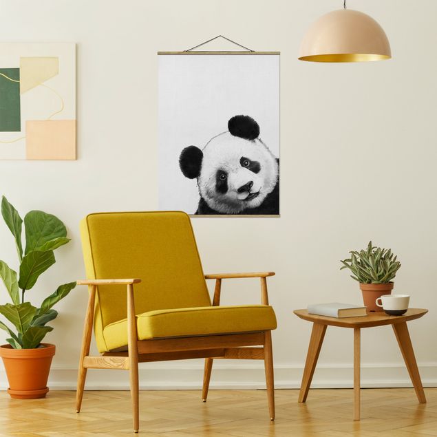 Küche Dekoration Illustration Panda Schwarz Weiß Malerei