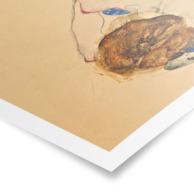 Wandbilder Kunstdrucke Egon Schiele - Nach vorne gebeugter Akt