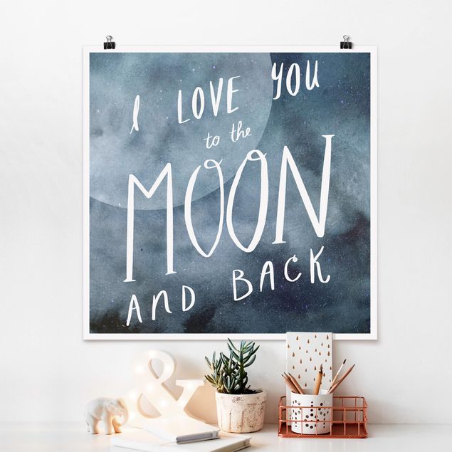 Poster mit Spruch Himmlische Liebe - Mond
