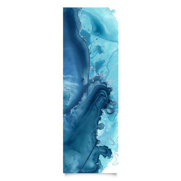 blaue Klebefolie Welle Aquarell Blau I