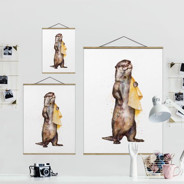 Laura Graves Art Bilder Illustration Otter mit Handtuch Malerei Weiß