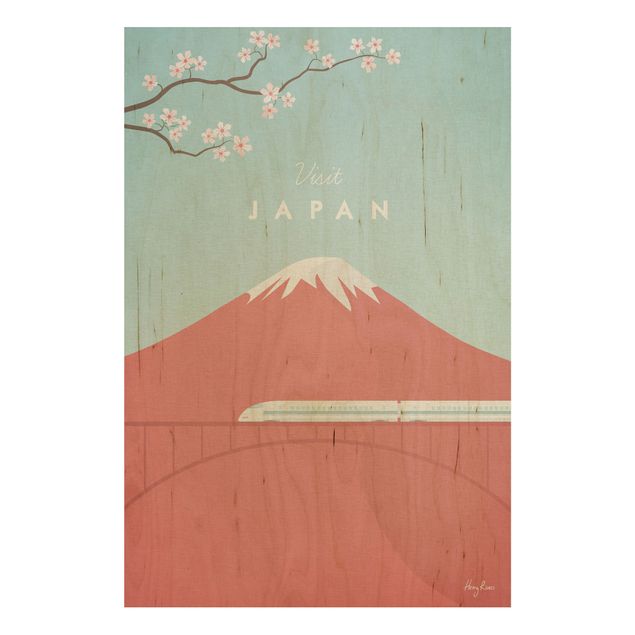 Holzbilder Blumen Reiseposter - Japan