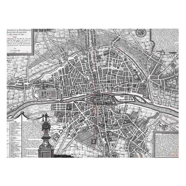 Wandbilder Paris Vintage Stadtplan Paris um 1600