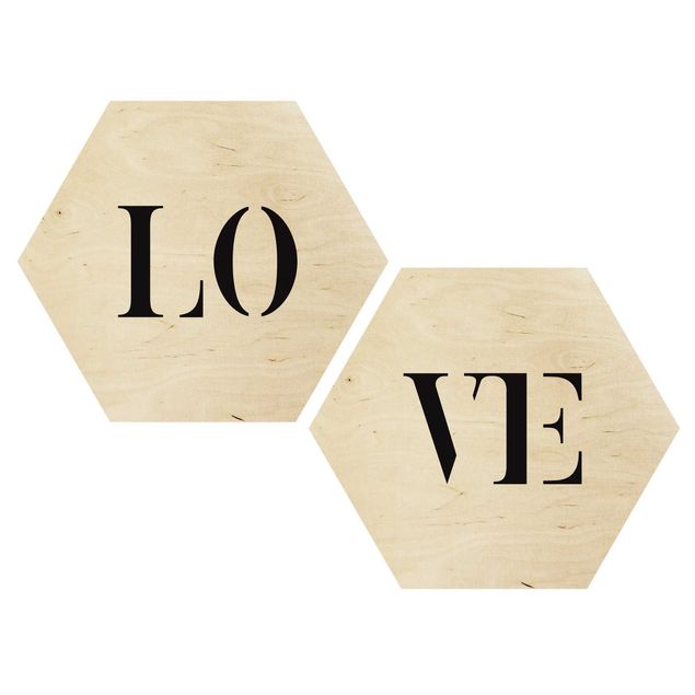 Bilder auf Holz Buchstaben LOVE Schwarz Set I