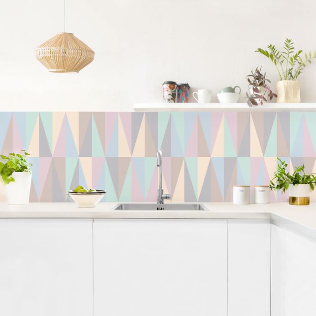Küchenspiegel Glas Dreiecke in Pastellfarben