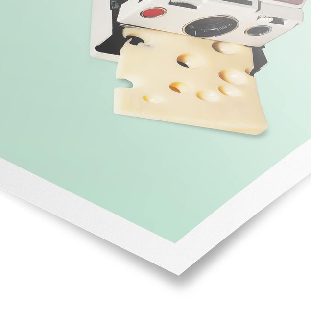 Wandbilder Grün Kamera mit Käse