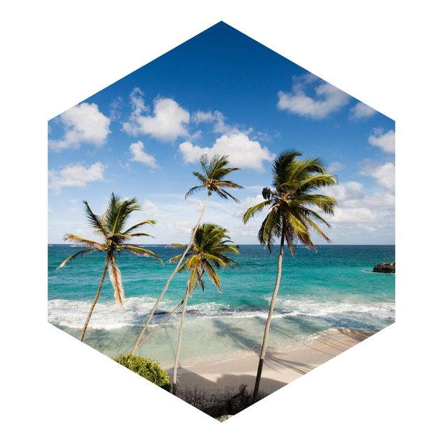 Wandtapete blau Beach of Barbados