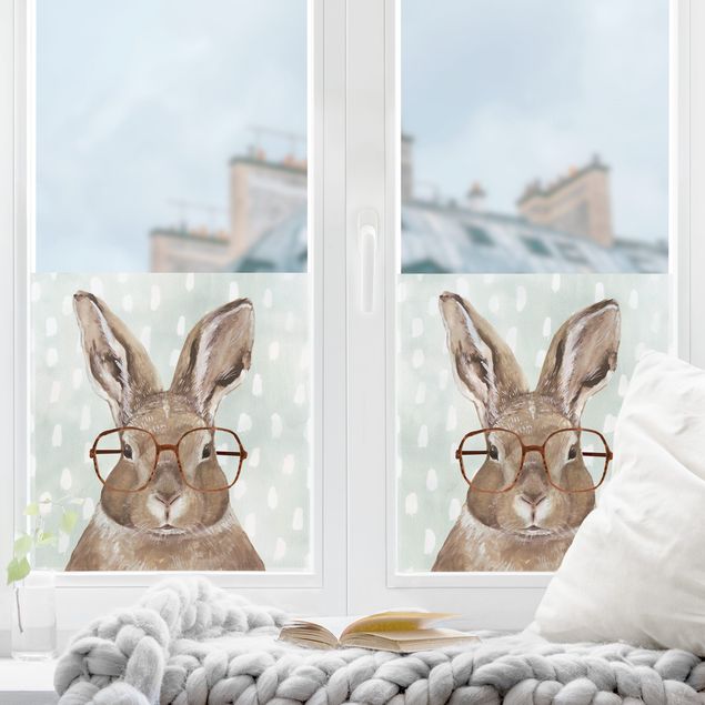 Fensterfolie - Sichtschutz - Bebrillte Tiere - Hase - Fensterbilder