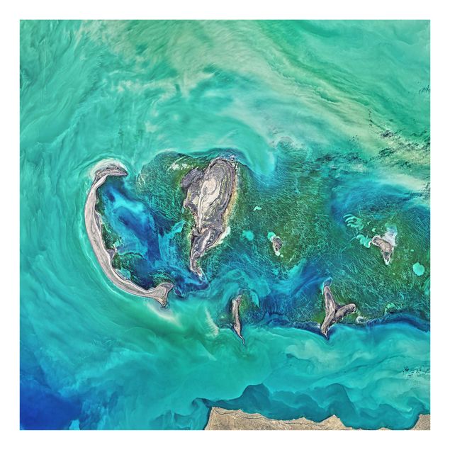 Spritzschutz Glas - NASA Fotografie Kaspisches Meer - Quadrat 1:1