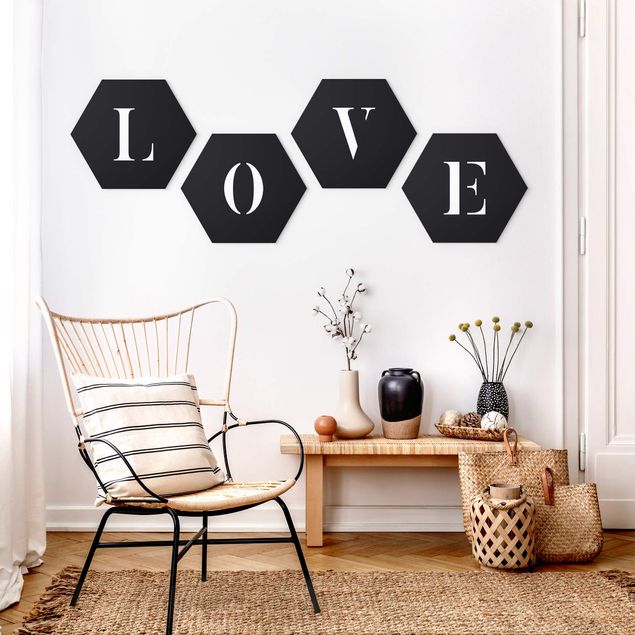 Wandbilder Liebe Buchstaben LOVE Weiß Set II