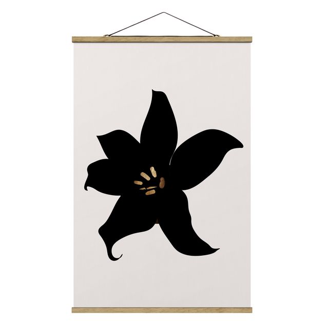 Wandbilder Floral Grafische Pflanzenwelt - Orchidee Schwarz und Gold