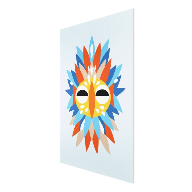 Wandbilder Kunstdrucke Collage Ethno Maske - Papagei
