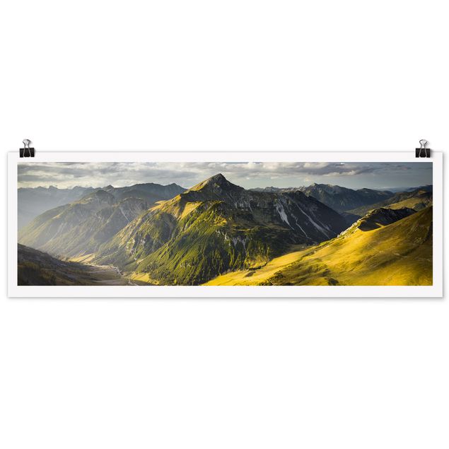 Poster Natur Berge und Tal der Lechtaler Alpen in Tirol