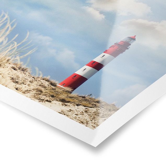 Poster Naturbilder Leuchtturm in den Dünen