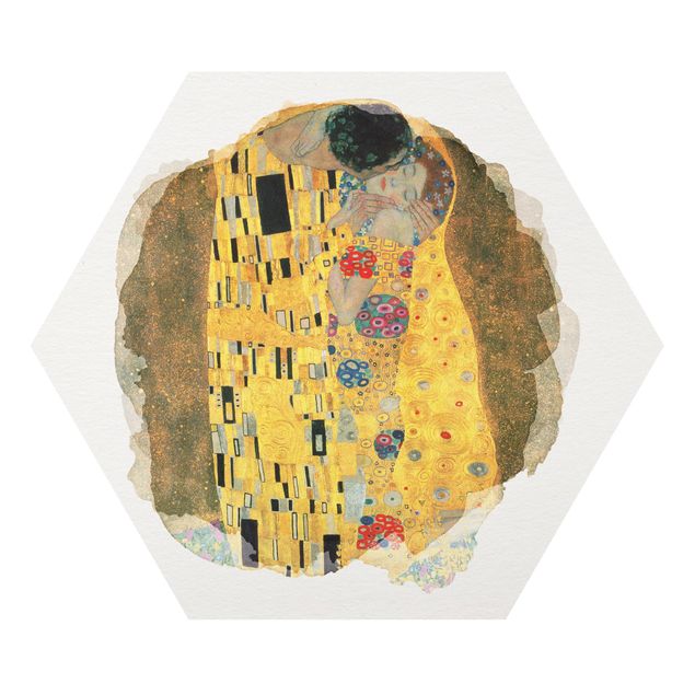 Wandbilder Portrait Wasserfarben - Gustav Klimt - Der Kuss