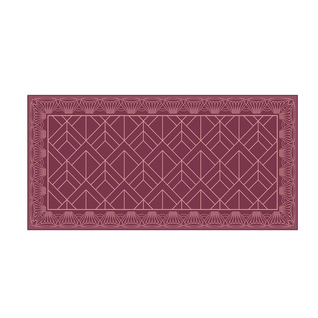 Teppich Vintage Art Deco Schuppen Muster mit Bordüre