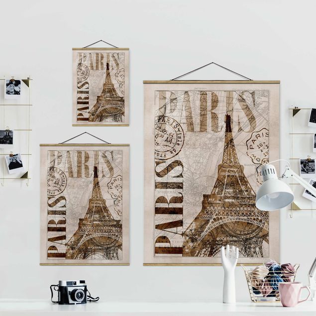 Wandbilder Braun Shabby Chic Collage - Paris