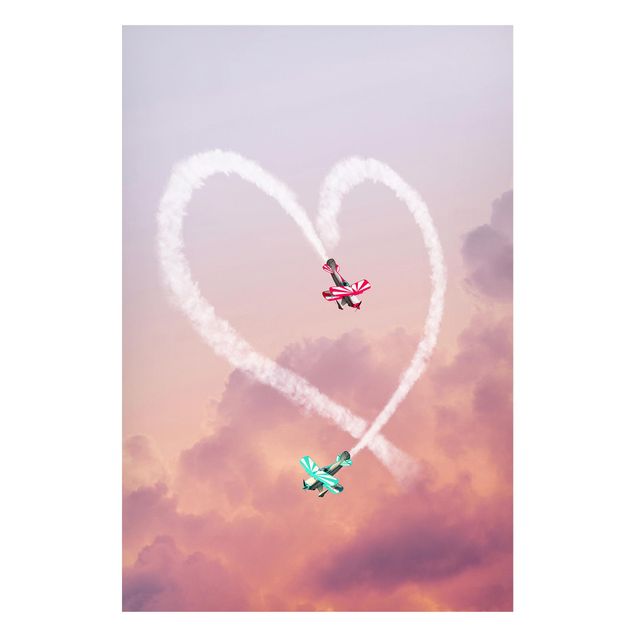 Wandbilder Kunstdrucke Herz mit Flugzeugen