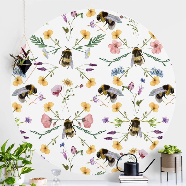 Küchen Deko Bienen mit Blumen